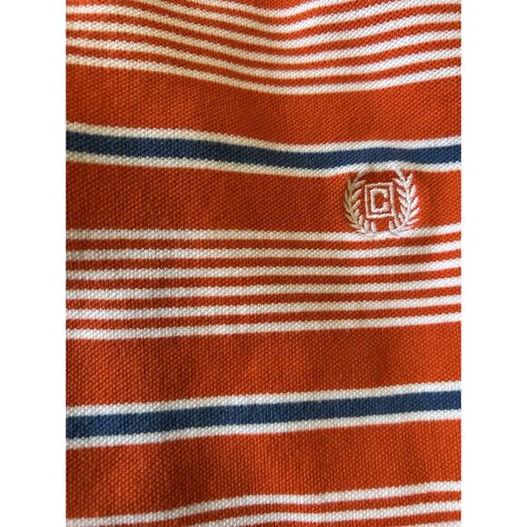 Y2K Mens XXL Striped Polo Orange Blue Coastal Preppy Academia College Golf 2XL - Picture 2 of 8